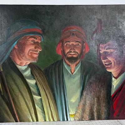 3 Wise Ancient Men, Inspired by Scripture, Oil Painting on Board. 