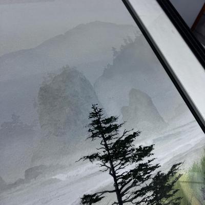 Incredible!! Title:  North Coast Rain. Jeffery Hull Gallery, Original Water Color Framed And Matted 