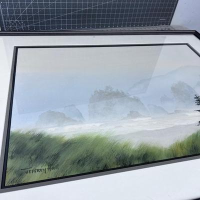 Incredible!! Title:  North Coast Rain. Jeffery Hull Gallery, Original Water Color Framed And Matted 