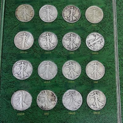 Liberty Half Dollar Collection 1917 to 1947 (50) Silver Half Dollars in a Book