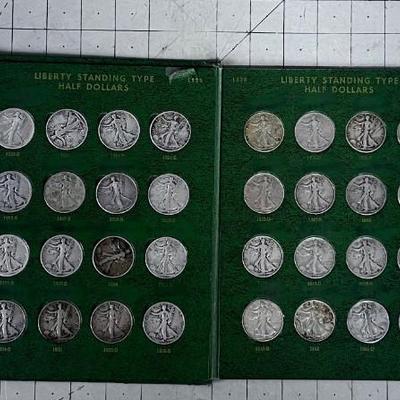 Liberty Half Dollar Collection 1917 to 1947 (50) Silver Half Dollars in a Book