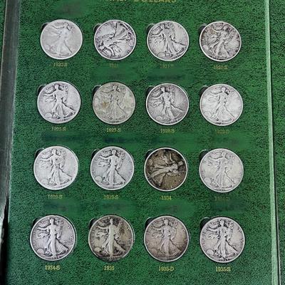 Liberty Half Dollar Collection 1917 to 1947 (50) Silver Half Dollars in a Book