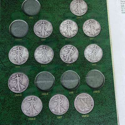Liberty Half Dollar Collection 1917 to 1947 (50) Silver Half Dollars in a Book