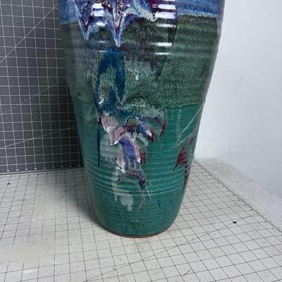 Pottery, Noted UTAH Artist of Park City, Bruce Larrabee 24" Jardiniere 