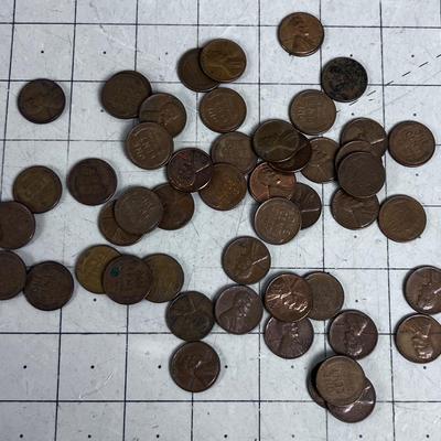Approximately 50 Wheat Pennies from the 1950's 