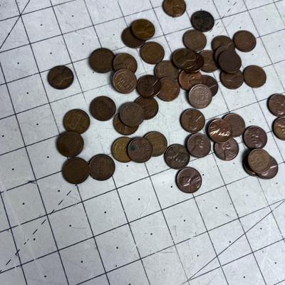 Approximately 50 Wheat Pennies from the 1950's 