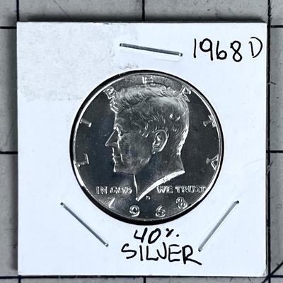 1968 D Kennedy 40% Silver Half Dollar