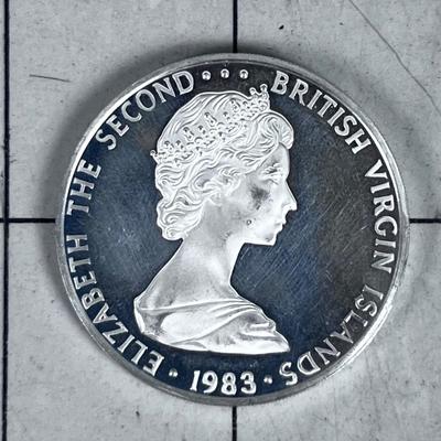 Elizabeth II British Virgin Islands Silver Dollar 1983