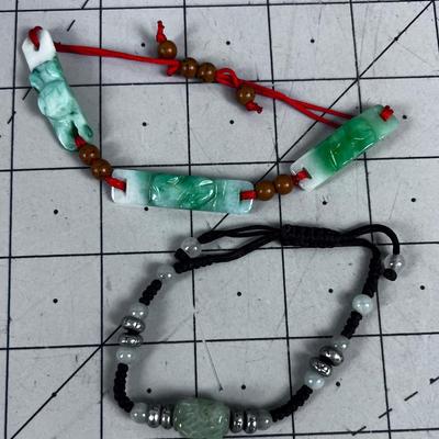 Jade 2 Carved Bracelets 