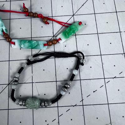 Jade 2 Carved Bracelets 