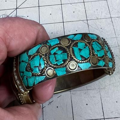 Bracelet: Brace, Fractures of Turquoise and Opalite 
