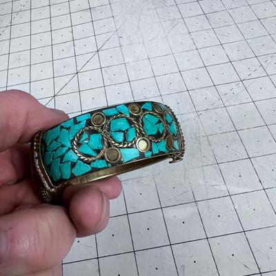 Bracelet: Brace, Fractures of Turquoise and Opalite 