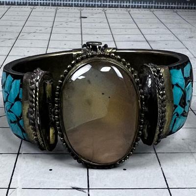Bracelet: Brace, Fractures of Turquoise and Opalite 