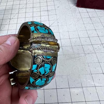 Bracelet: Brace, Fractures of Turquoise and Opalite 