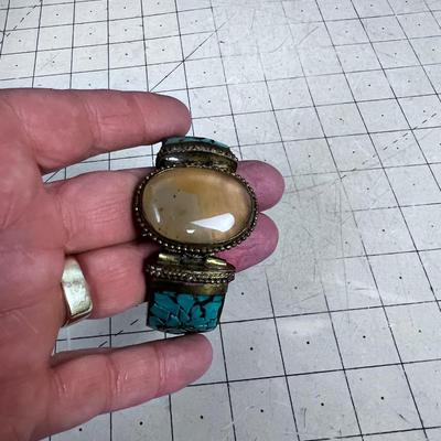 Bracelet: Brace, Fractures of Turquoise and Opalite 