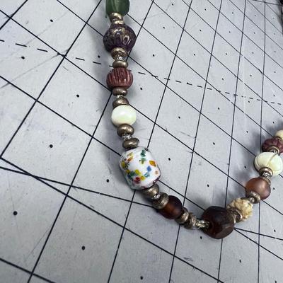 Natural and Woman Made Beads. Unique Necklace