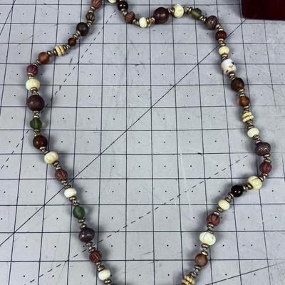 Natural and Woman Made Beads. Unique Necklace