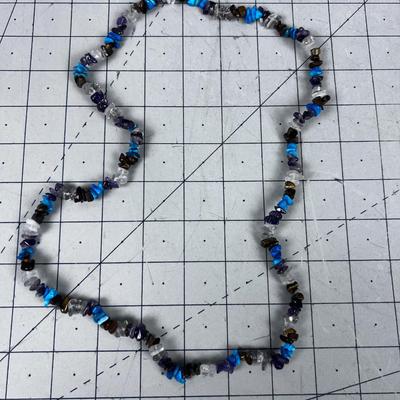String of Various Small Stones (Cold To the Touch) Clear Quartz, Tiger Eye, Turquoise, Amethyst