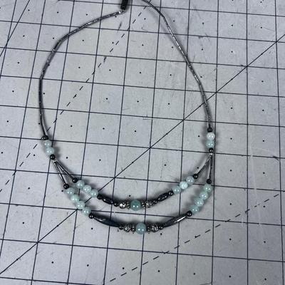 Liquid Silver with Jade Beads, Very Pale in color