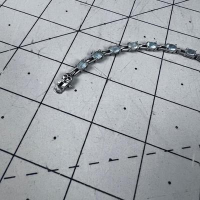 Sterling Silver Bracelet with Aquamarine Stones