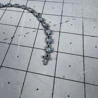 Sterling Silver Bracelet with Aquamarine Stones