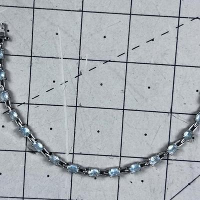 Sterling Silver Bracelet with Aquamarine Stones