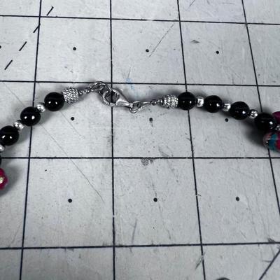 Set of Necklace and Earrings, With Hand Crafted Ceramic Beads of Birds. NEAT!!!