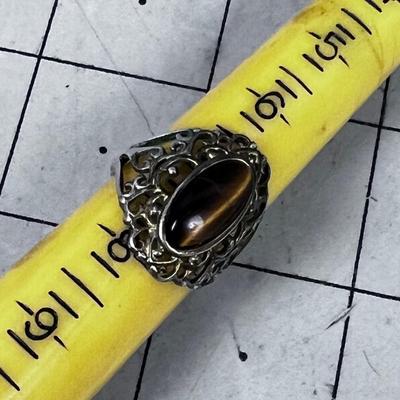Ring Filigree Tigers Eye Fancy Ladies Ring