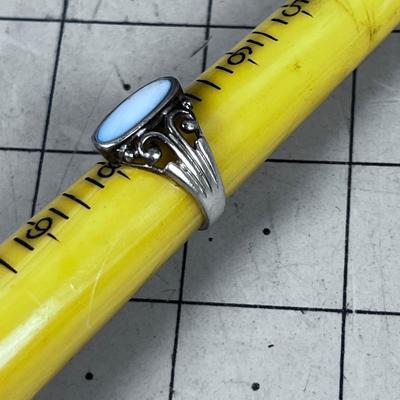 925 Marked Silver Light Blue Stone Anglite? 