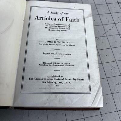 Articles of Faith by James Talmage Dated 1924 