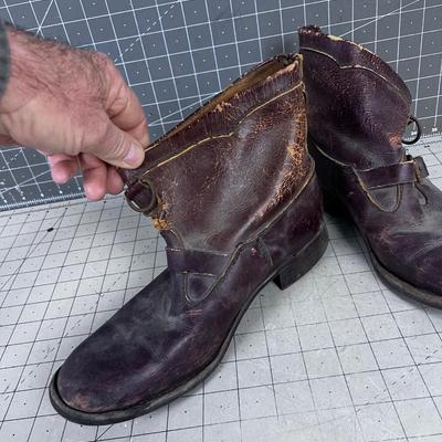 1940's Men's Leather Boots, TURE Barn FIND! 
