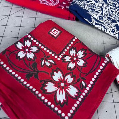 Pile of (10) Real VINTAGE  Neckerchiefs / Bandanas