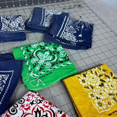 Pile of (10) Real VINTAGE  Neckerchiefs / Bandanas