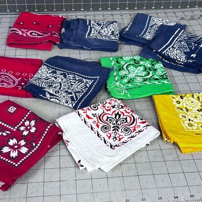 Pile of (10) Real VINTAGE  Neckerchiefs / Bandanas