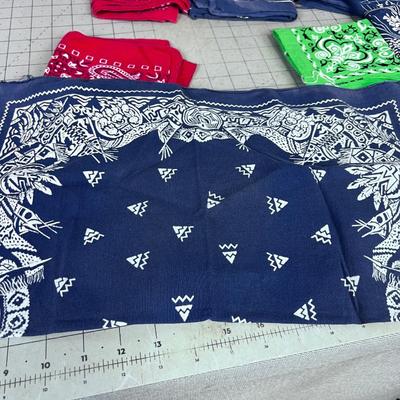 Pile of (10) Real VINTAGE  Neckerchiefs / Bandanas