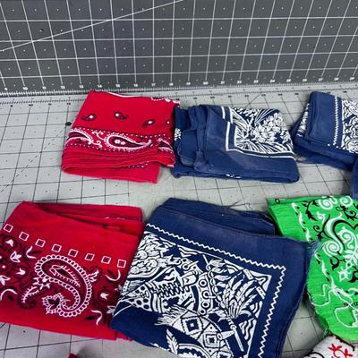 Pile of (10) Real VINTAGE  Neckerchiefs / Bandanas