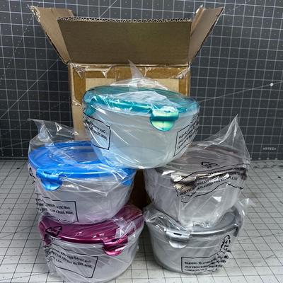 Lock N Lock, NEW in the Box, Food Storage Containers 5 Piece Bowl Set Multi Color 