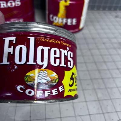 3 VINTAGE Coffee Cans NO Lids.