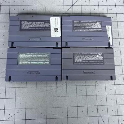 (4) Super Nintendo Cartridges Mostly Donkey Kong and Ms. Pacman