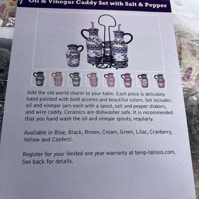 TEMPTATIONS Oil & Vinegar Caddy with Salt & Pepper