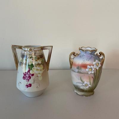 Two Nippon Hand Painted Vases