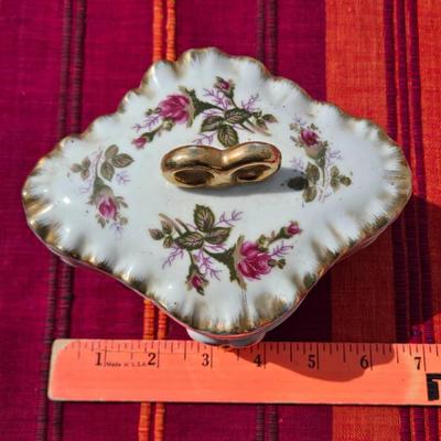 Vintage Porcelain Jewelry Box with (2) Ring Dishes