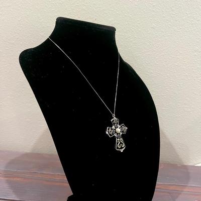 Sterling Necklace & Cross Pendant