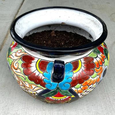 Mexican Talavera Round Pottery Garden Patio Planter