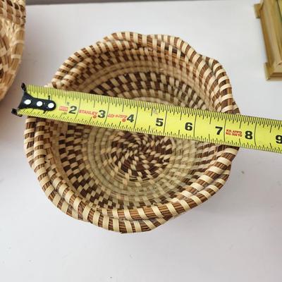 Lot of 3 Sweetgrass Handmade Baskets 2 w Handles