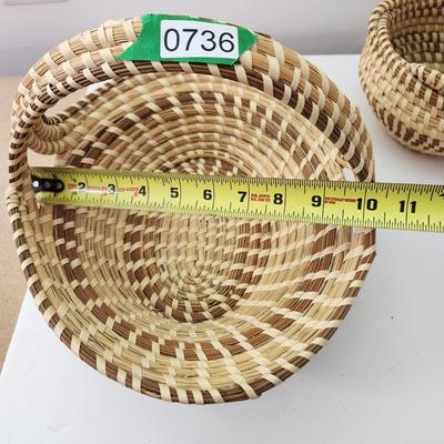 Lot of 3 Sweetgrass Handmade Baskets 2 w Handles