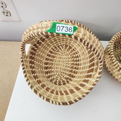 Lot of 3 Sweetgrass Handmade Baskets 2 w Handles