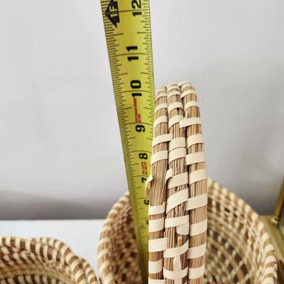 Lot of 3 Sweetgrass Handmade Baskets 2 w Handles