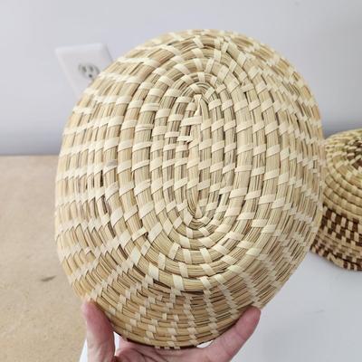 Lot of 3 Sweetgrass Handmade Baskets 2 w Handles