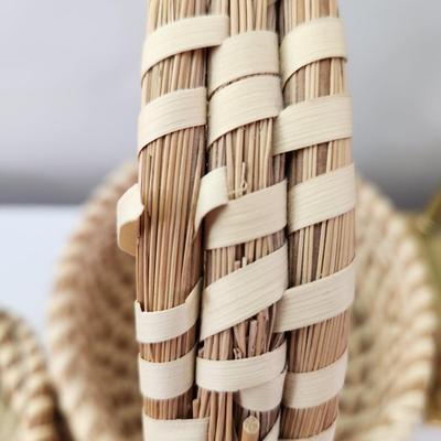 Lot of 3 Sweetgrass Handmade Baskets 2 w Handles